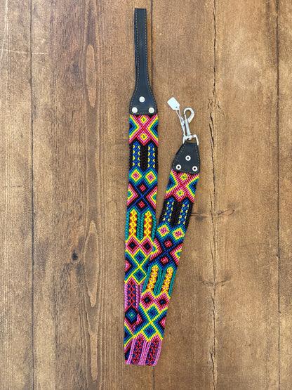 Cocodrilo Multicolour Handwoven Large Leather Mexican Dog Lead – 1m