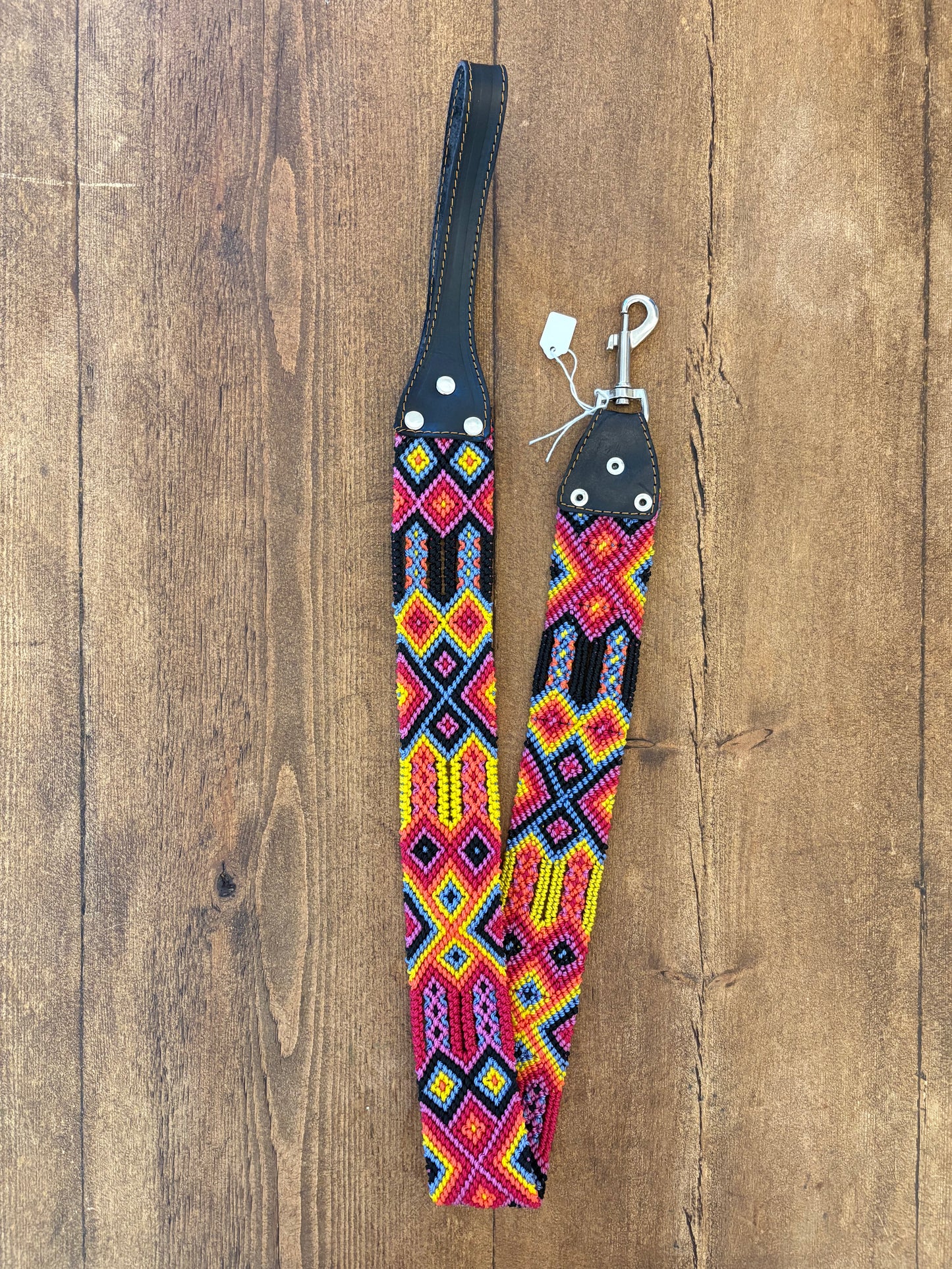 Cocodrilo Multicolour Handwoven Large Leather Mexican Dog Lead – 1m