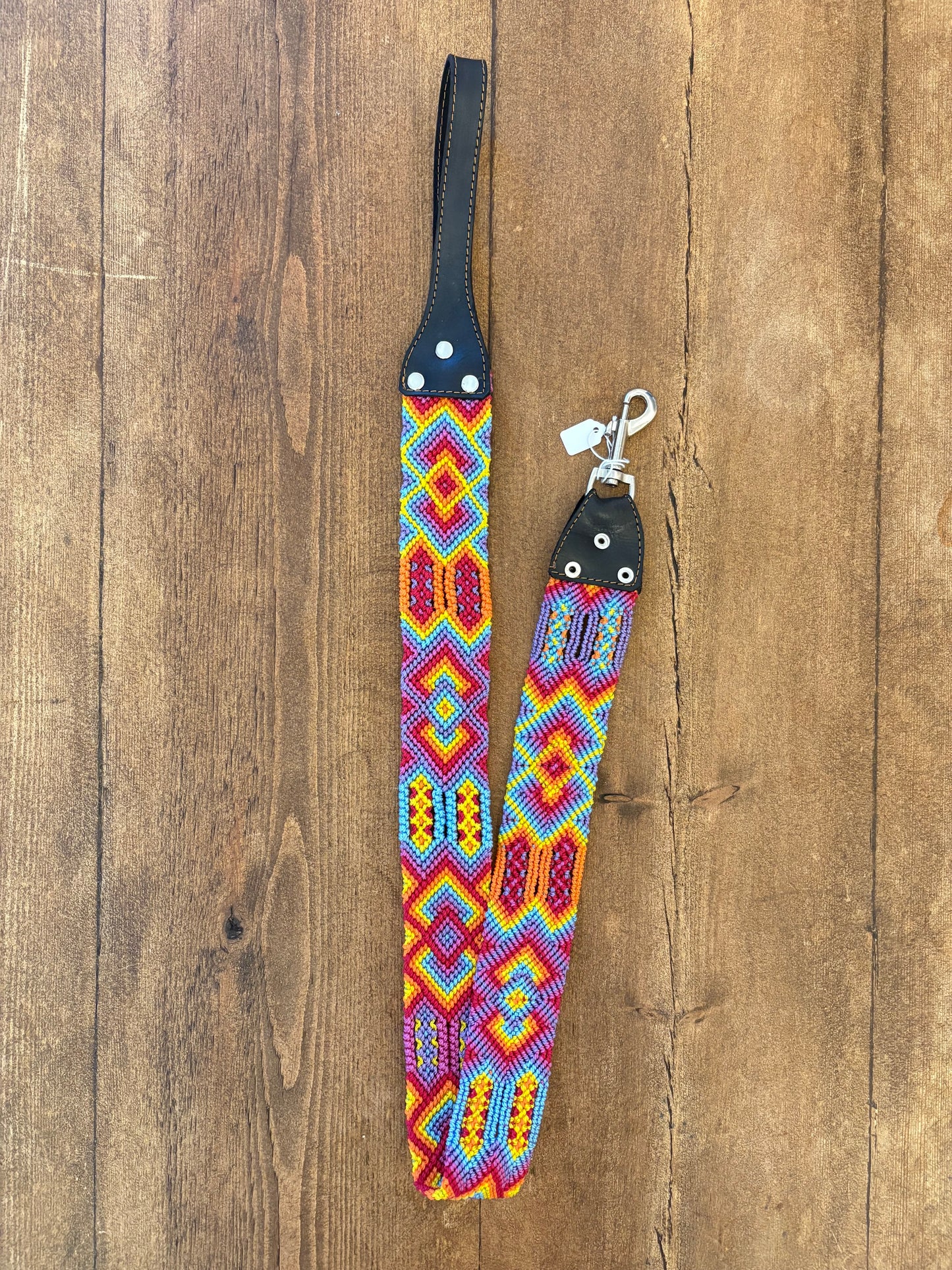 Cocodrilo Multicolour Handwoven Large Leather Mexican Dog Lead – 1m