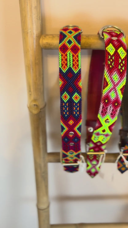 Cuzama Fully Woven Handmade Mexican Leather Dog Collars - 60cm