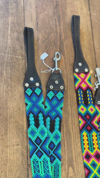 Cocodrilo Multicolour Handwoven Large Leather Mexican Dog Lead – 1m