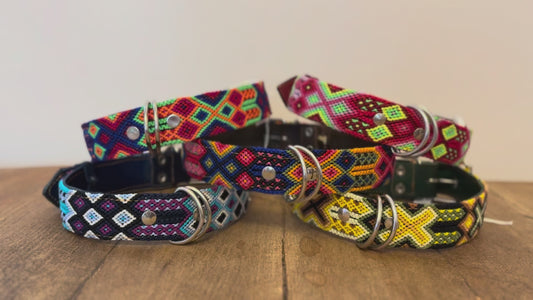 Cuzama Fully Woven Handmade Mexican Leather Dog Collars - 60cm